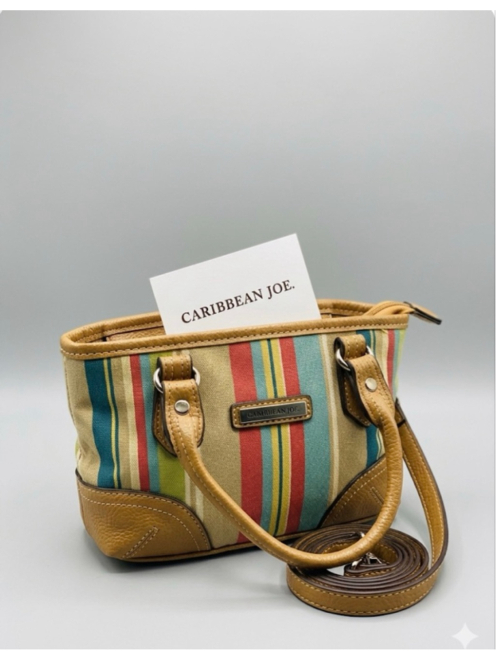 Caribbean Joe Striped Crossbody Bag One Size Beige Multi-color